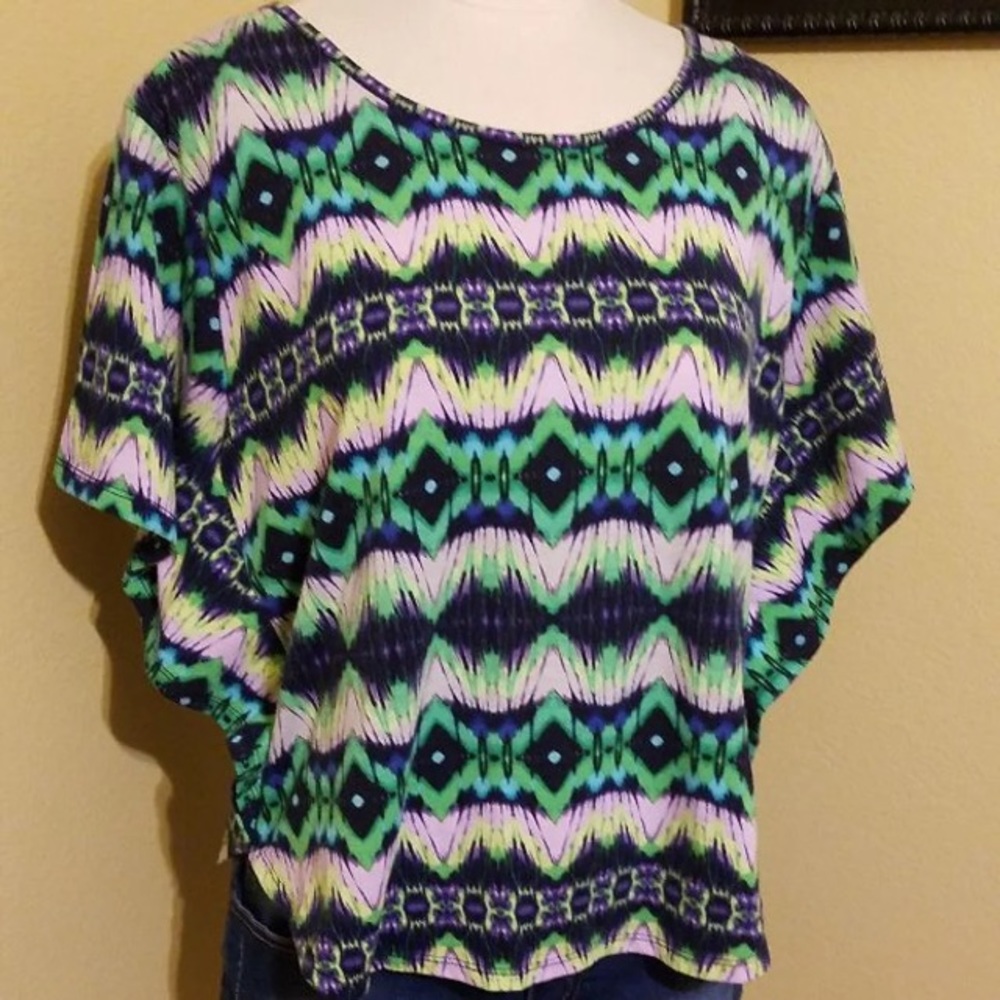 Colorful batwing top